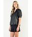 Karen Puff Sleeve Leather Top