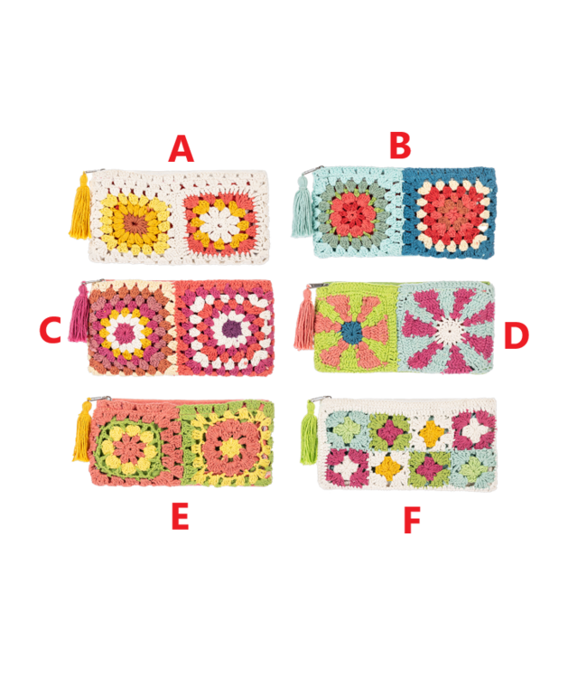 Crochet Rectangle Flower Pouch