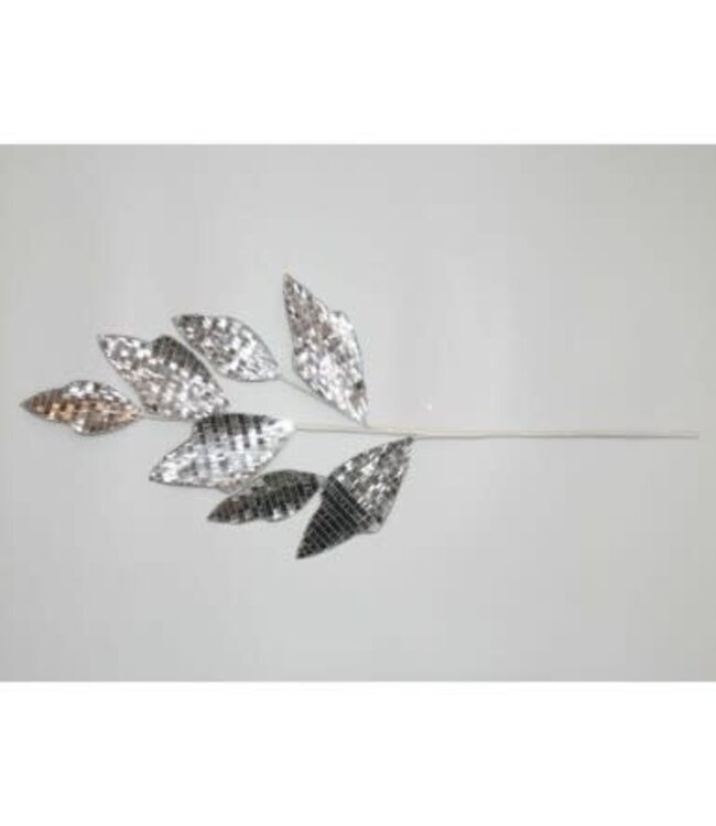 30" Shiny Mirrored Leaf Spray
