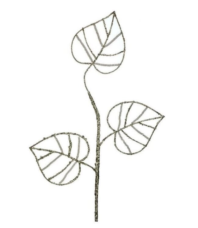 26" Glitter Monstera Leaf X3 Spray