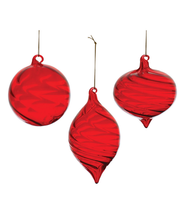 Spiral Pattern Glass Ornament - Sold Individually