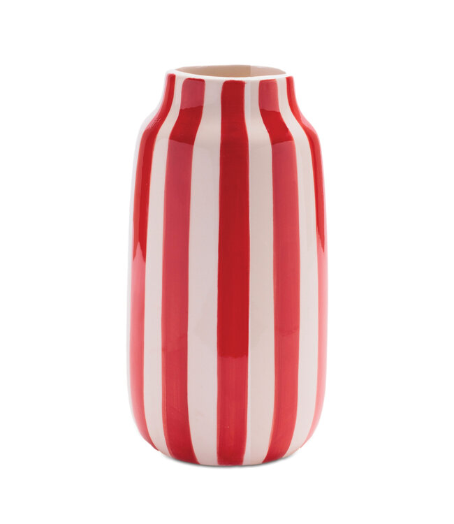 Red and White Stripe Vase