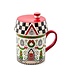 MACKENZIE CHILDS Holly Village Ceramic Lidded Mug
