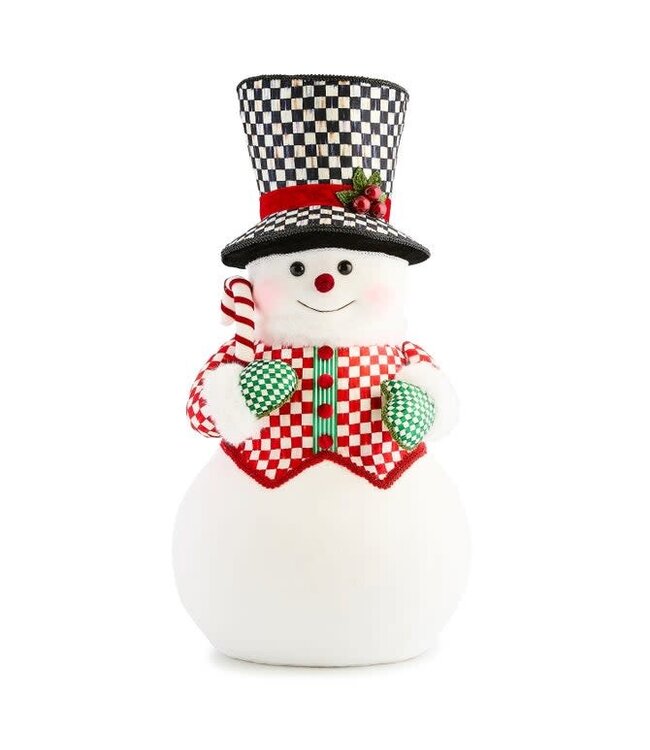 MACKENZIE CHILDS Check It Out Fabric Snowman Figure