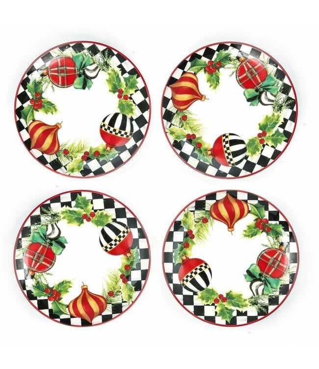 MACKENZIE CHILDS Deck the Halls Appetizer Plate - Sold Individually