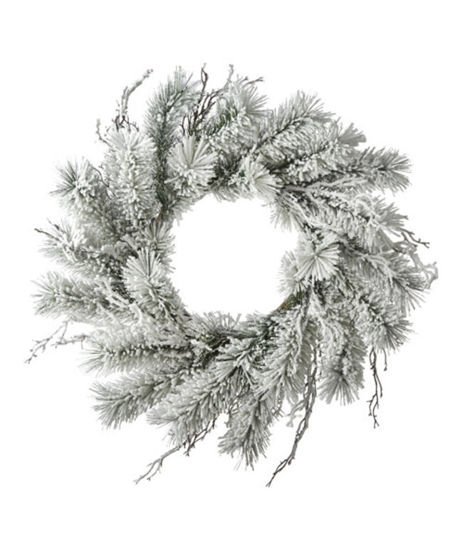 30" Snowy Pine and Twig Wreath