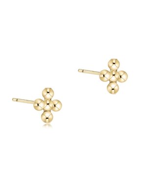 ENEWTON Classic Beaded Signature Cross Small Stud - 2mm Bead Gold