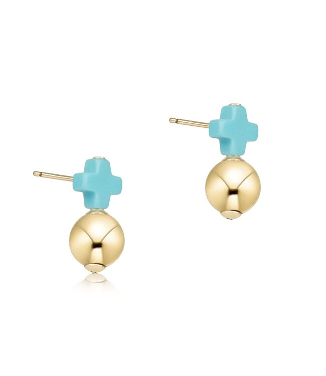 ENEWTON Signature Cross Small Turquoise Stud - Classic Gold