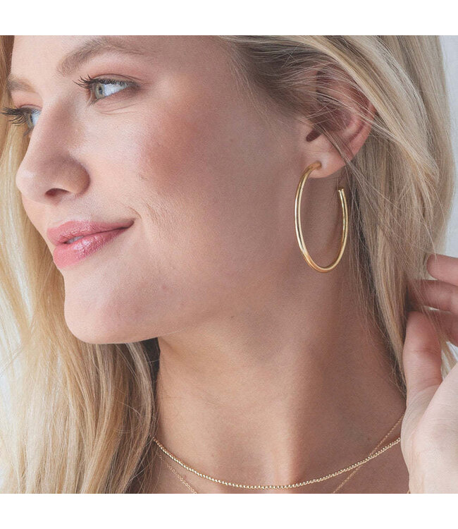 ENEWTON Round Gold 2" Post Hoop - 3mm - Smooth