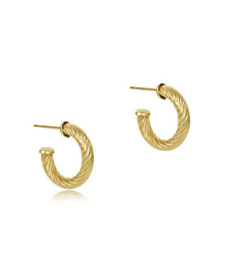 ENEWTON Round Gold 0.5" Post Hoop - 4MM Textured Twist Earing