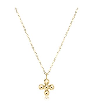ENEWTON 16" Necklace Gold - Classic Beaded Signature Cross Gold Charm - 4mm Bead Gold