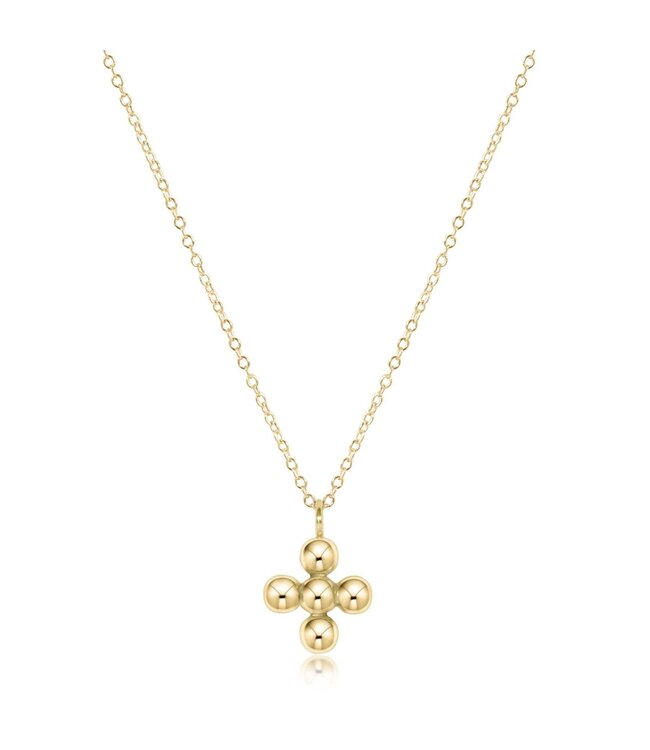 ENEWTON 16" Necklace Gold - Classic Beaded Signature Cross Gold Charm - 4mm Bead Gold