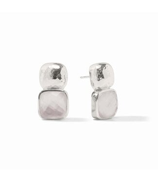 JULIE VOS Catalina Earring Silver Iridescent Clear Crystal