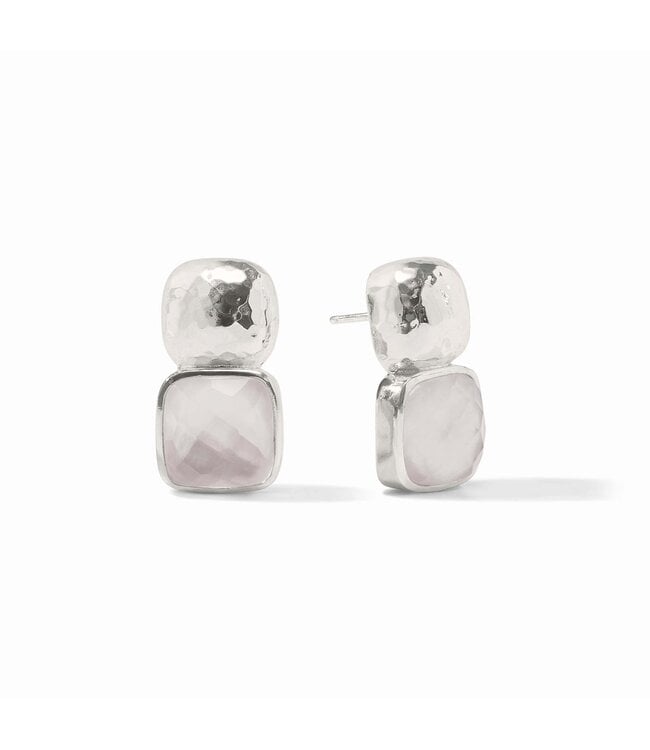 JULIE VOS Catalina Earring Silver Iridescent Clear Crystal