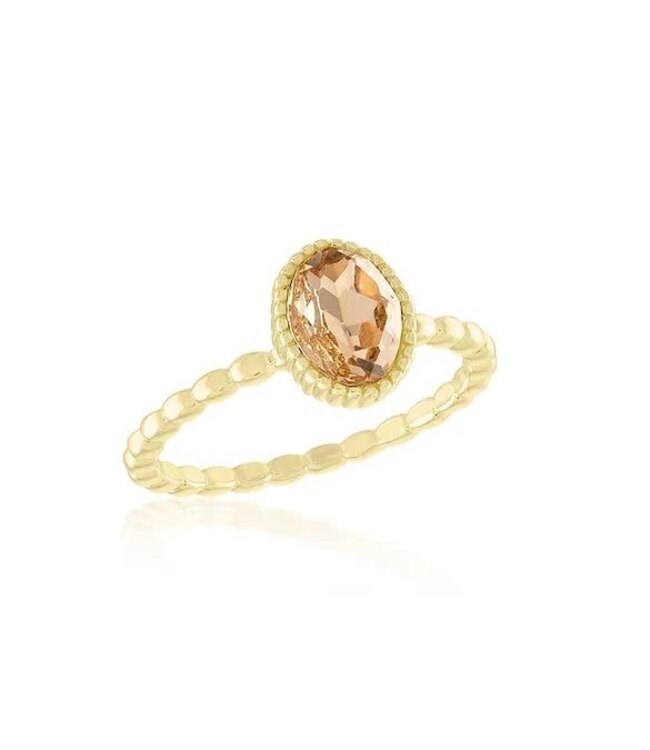 Vintage Rose Oval Gold Layers Rings