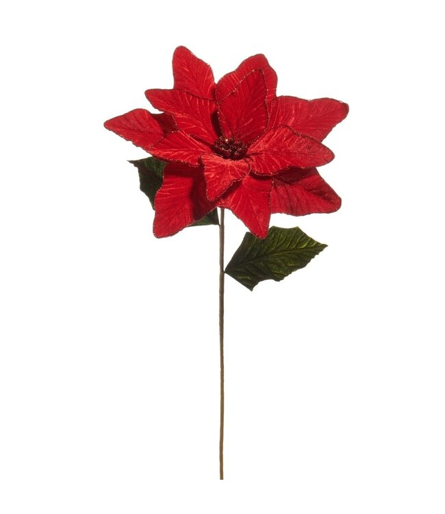 27" Red Velvet Poinsettia Stem