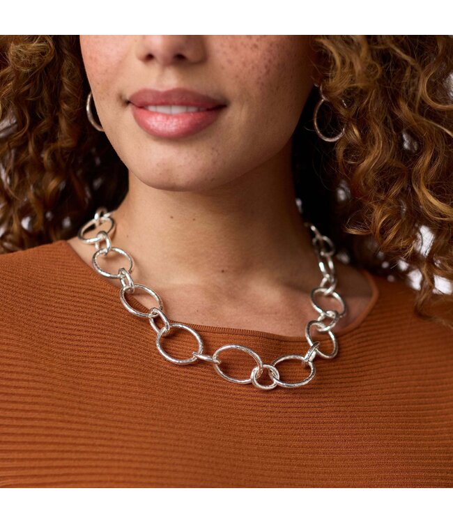 JULIE VOS Catalina Light Link Necklace Silver