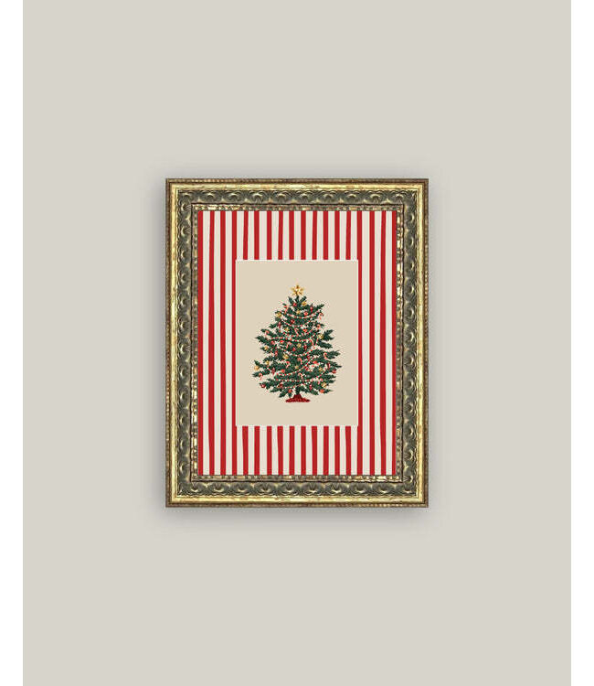 8x10 Peppermint Stripe Tree Framed Antique Art