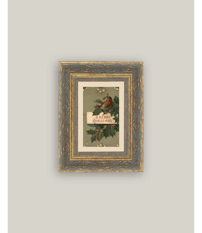 8x10 Christmas Bird Framed Antique Art