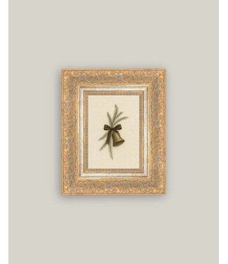 7x9 Bell With Pine Framed Antique Art