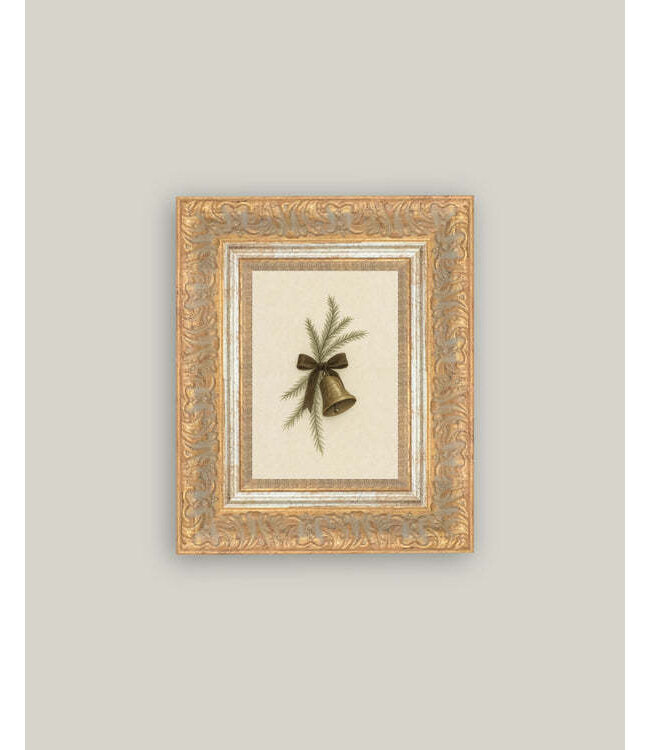 7x9 Bell With Pine Framed Antique Art