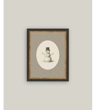 8x10 Oval Snowman Framed Antique Art