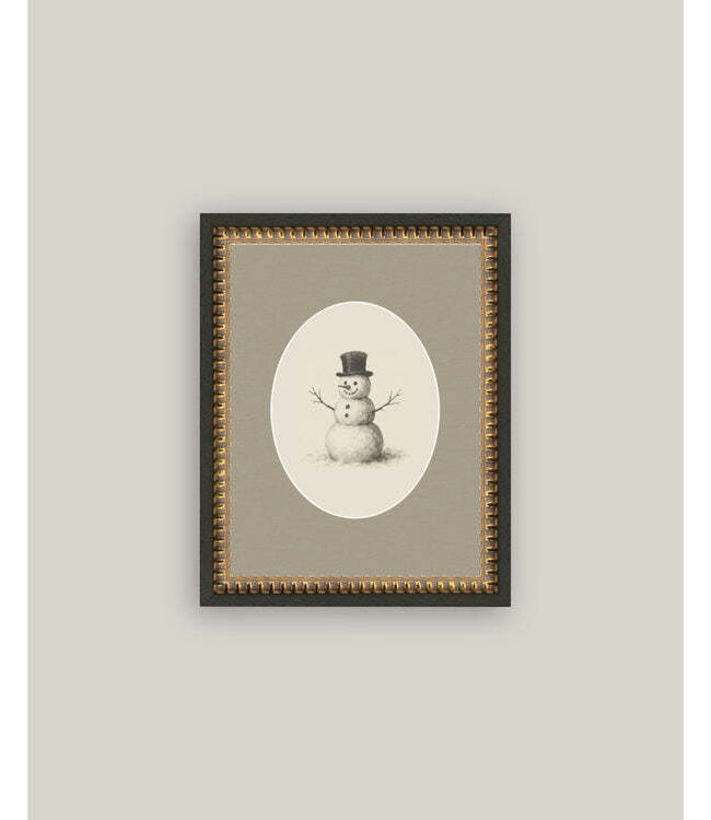 8x10 Oval Snowman Framed Antique Art