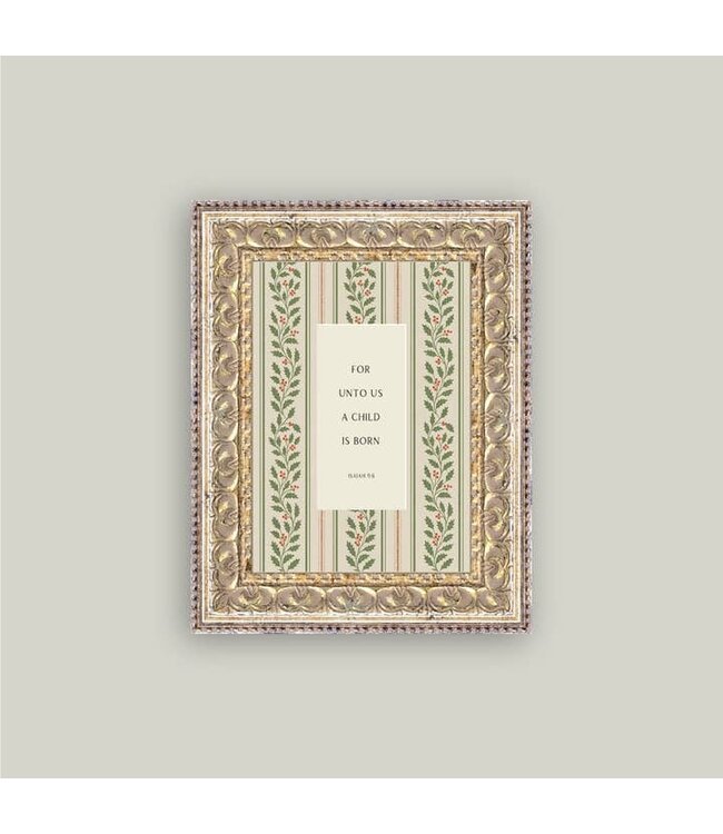 5x7 A Child Is Born Framed Antique Art