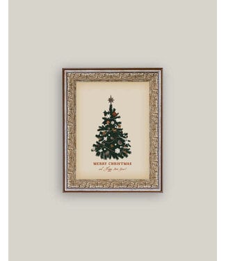 8x10 Happy New Year Tree Framed Antique Art