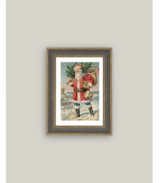 4x6 Travel Santa Framed Antique Art
