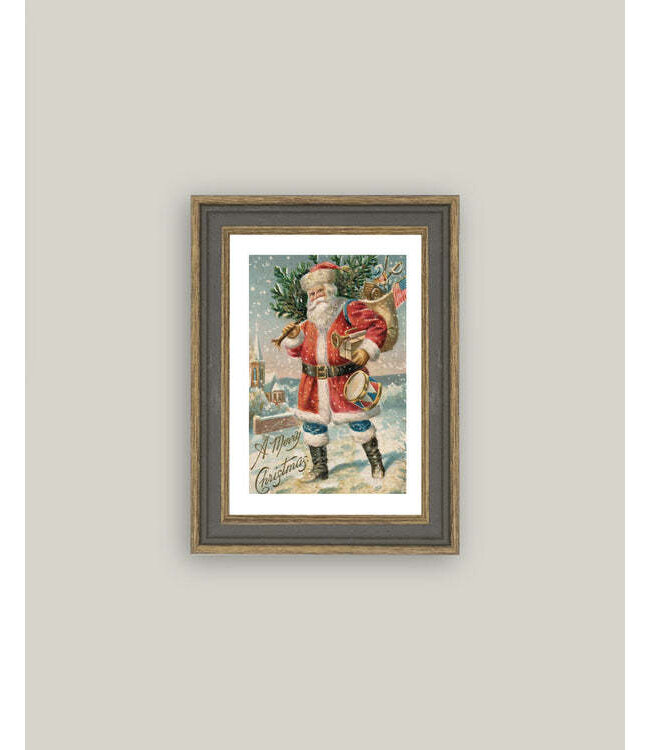 4x6 Travel Santa Framed Antique Art