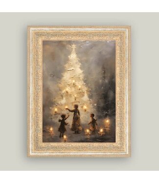 10x12 Christmas Tree Gold Framed Antique Art