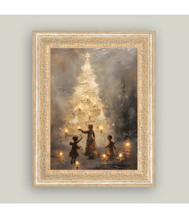 10x12 Christmas Tree Gold Framed Antique Art