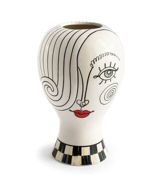 MACKENZIE CHILDS Doodles Lady Head Vase
