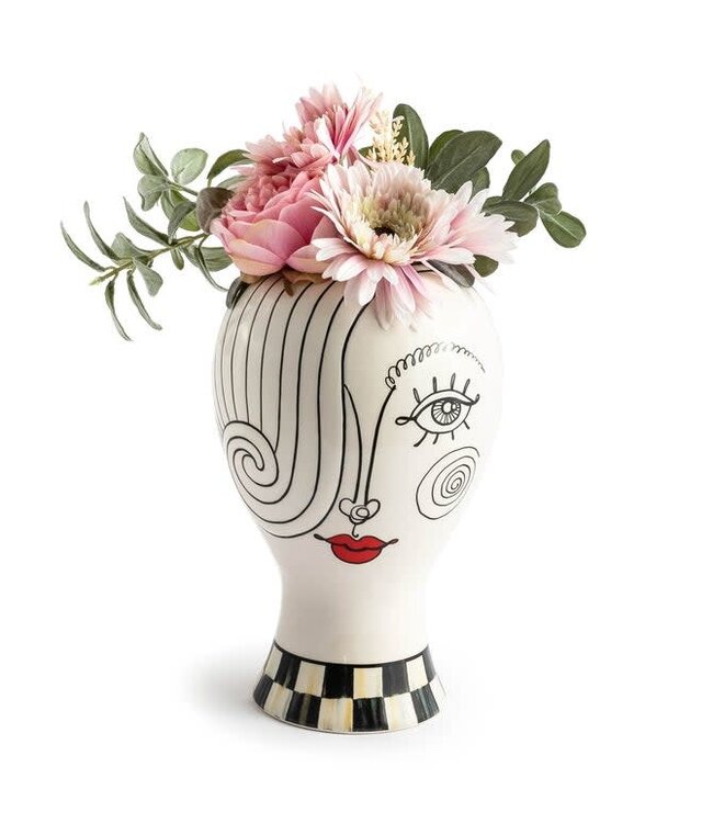 MACKENZIE CHILDS Doodles Lady Head Vase