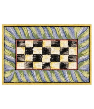 MACKENZIE CHILDS Courtly Check Purple & Green 2' x 3' Washable Rug