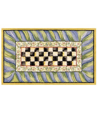 MACKENZIE CHILDS Courtly Check Purple & Green 3' x 5' Washable Rug