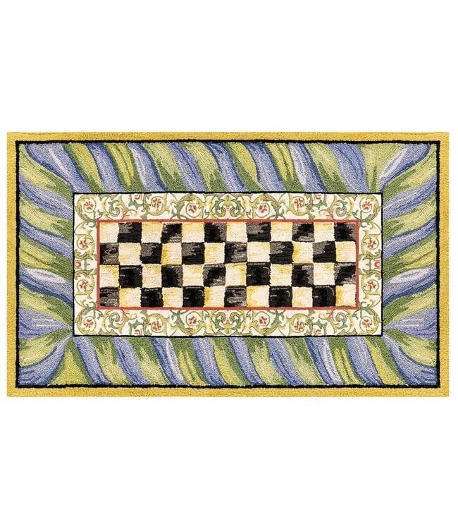 MACKENZIE CHILDS Courtly Check Purple & Green 3' x 5' Washable Rug