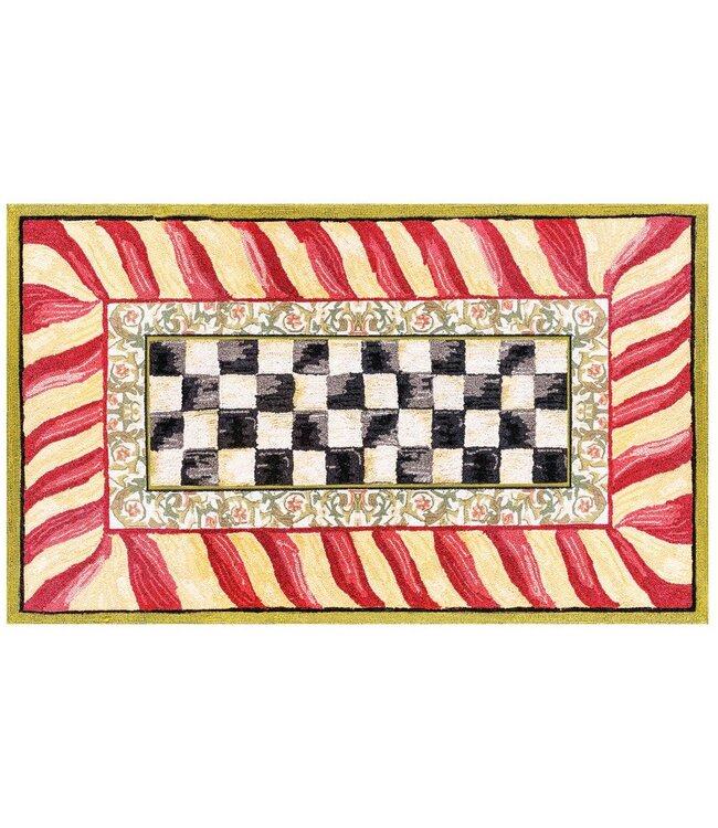 MACKENZIE CHILDS Courtly Check Red & Gold 3' x 5' Washable Rug