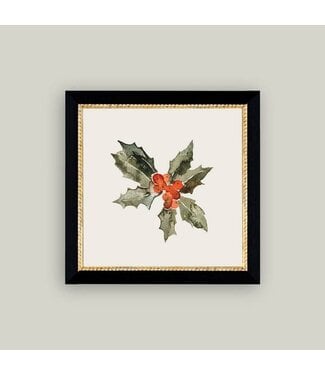 8x8 Holly Leaves Framed Antique Art