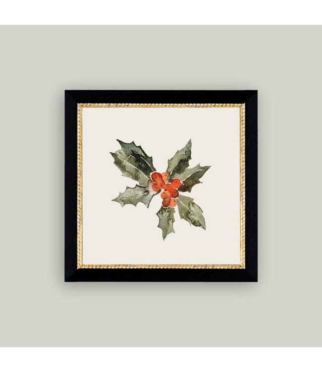 8x8 Holly Leaves Framed Antique Art