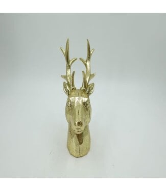 Res 8.5" Golden Reindeer Head Decor