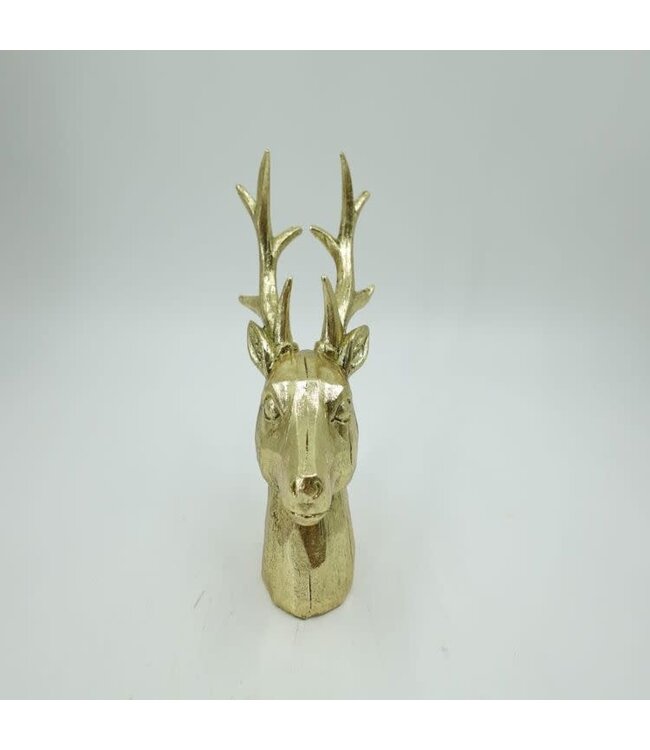 Res 8.5" Golden Reindeer Head Decor