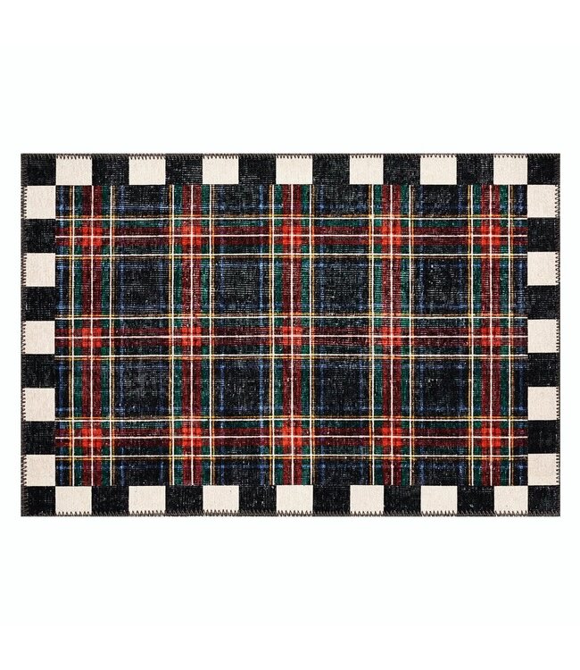 MACKENZIE CHILDS Stewart Tartan Black 2' x 3' Washable Rug