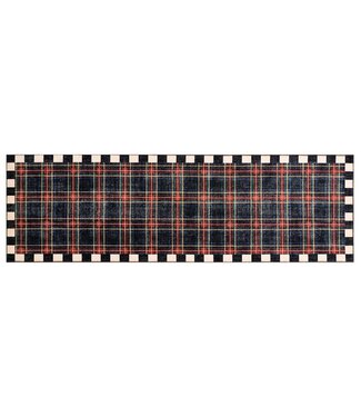 MACKENZIE CHILDS Stewart Tartan Black 2'6" x 8' Washable Runner