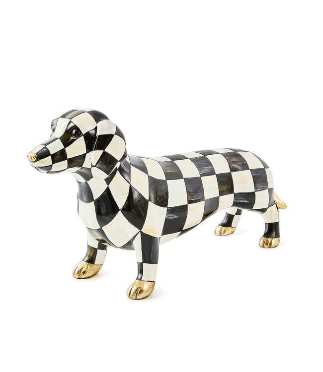MACKENZIE CHILDS Courtly Check Dachshund Figurine