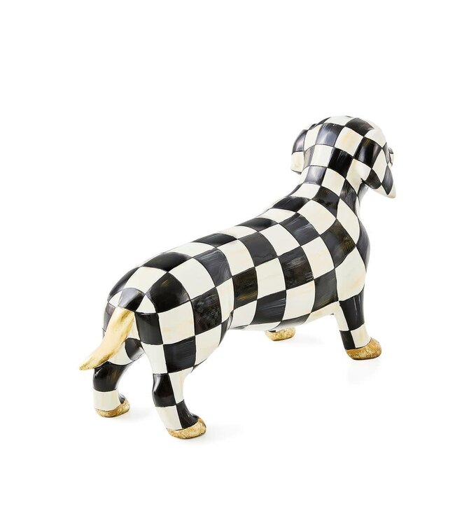 MACKENZIE CHILDS Courtly Check Dachshund Figurine