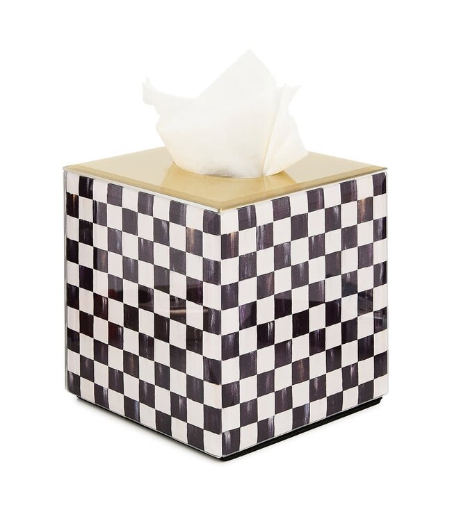 MACKENZIE CHILDS Courtly Check Glass Boutique Tissue Box Cover