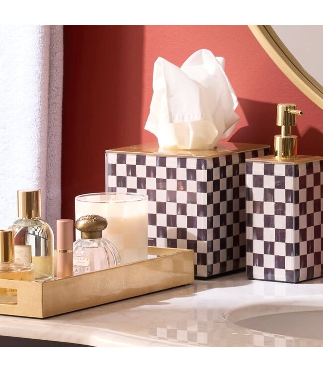 MACKENZIE CHILDS Courtly Check Glass Boutique Tissue Box Cover