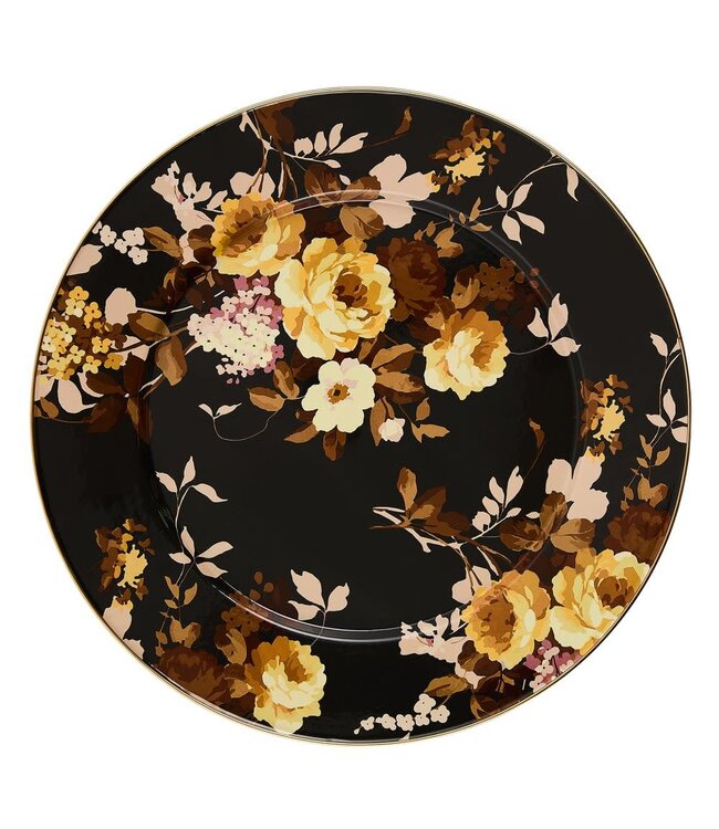 MACKENZIE CHILDS Wild Rose Brown Serving Platter